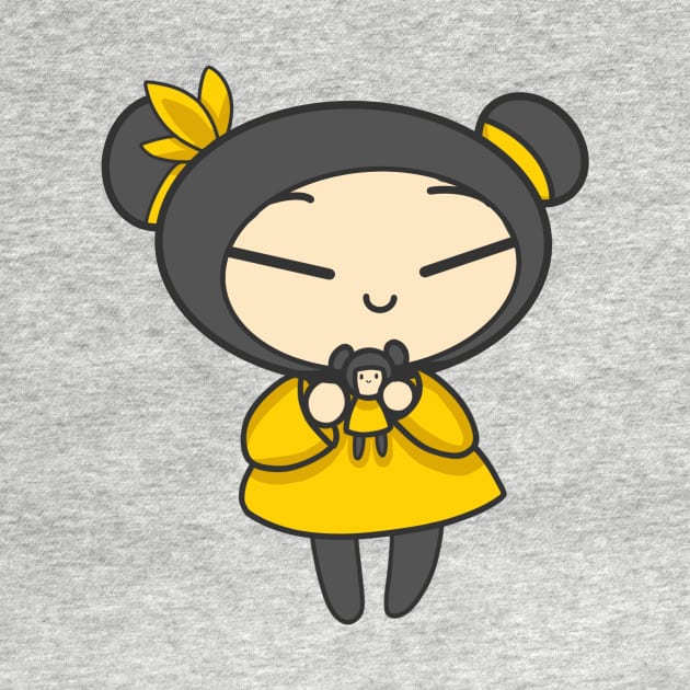 Yellow Pucca with a Doll by aishiiart